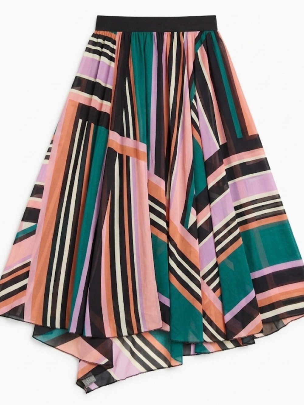 Ba&sh Multi-Stripe Pleated Midi Skirt in Teal, Peach & Lilac
